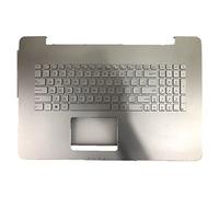 fqparts Replacement Carcasa Superior para computadora portátil C Shell & Teclado para For ASUS N752 N752V N752VX Plata Edición en inglés de EE. UU. Diseño de tecla de Entrada pequeña