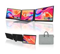 FQQ - Extensor de visualización para portátil de 14 pulgadas, FHD 1200P IPS Dual/Triple monitor portátil para portátil, visualización abatible izquierda de 360°, USB-C/HDMI Plug & Play, visualización