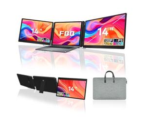 FQQ - Extensor de visualización para portátil de 14 pulgadas, FHD 1200P IPS Dual/Triple monitor portátil para portátil, visualización abatible izquierda de 360°, USB-C/HDMI Plug & Play, visualización