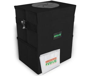 FQQF Drive Auto Car Trash Can - Collapsible, Leakproof Garbage Bin with 20 Trash Bags and Adjustable Strap - Car & Truck Accessories for Men and Women - Black, Large