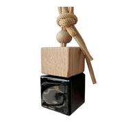 FQRDKT Botella Difusora Colgante para Automóvil Esencia Ambientador Perfume Material de Vidrio Resistente Y Tapa de Madera Reutilizable Y Decorativa Adecuada, Negro