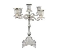 FQRDKT Candelabro de Mesa de 5 Brazos, Candelabro de Club, Portavelas para Comedor, Cocina, Sala de Estar, Aniversario, Plata, Individual