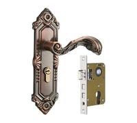 FQRDKT Cerrojo Deslizante Estilo Retro Europeo con de Palanca para Interior Manija Vintage y Llave Resistencia para Puerta Adecuado para Oficina, Estilo a