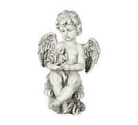 FQRDKT Estatua de ángel para Jardín, Figuritas Y Esculturas para Decoración de Exteriores Y Césped, ángel Abraza Conejo, Individual