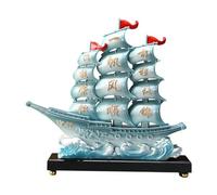 FQRDKT Estatua de Chino de Resina, Figura de Barco de Vela, Artesanía, Decoración Feng Shui, Escultura de Modelo de Barco para Mesa de Dormitorio, Azul, Individual