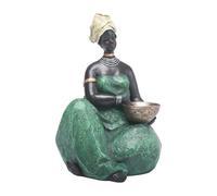 FQRDKT Estatua de Mujer Africana, Figura Humana de Resina, Adorno de Regalo, Escultura Coleccionable, Figuras de Damas Tribales para Inauguración de Casa de, 16cmx24cm Sentado