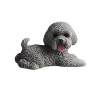 FQRDKT Figura de Perro para Decoración de Mesa, Interior de Automóvil, Bonsái, Micro Paisaje para Oficina, Mentira Gris, Individual