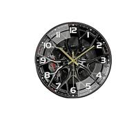 FQRDKT Reloj de Pared Creativo Decorativo Mecánico Contemporáneo Fabricado en Cristal Movimiento Silencioso Números Arábigos Adecuado para Sala de Estar Dorm, Negro, Individual