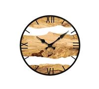 FQRDKT Reloj de Pared de Madera Sin Ruido Diseño Exclusivo Acabado en Madera para Decoración en Pared Adecuado para Oficina Aula Dormitorio Casa Estilo Count, Color Madera, Individual