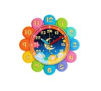 FQRDKT Reloj de Pared Infantil para La Hora Analógico Silencioso con Manecillas en Forma de Lápiz Material MDF Adecuado para Decoración de Do, Vistoso
