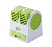 FQRDKT Ventilador Usb de Escritorio con Doble Salida de Aire para Enfriamiento Inmediato Cajón Integrado Portátil Operación Silenciosa Fondo y Limpieza, Verde, Recargable 4 Velocidades