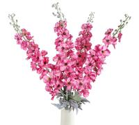Fqueelvys Flores Artificiales de delfinio Rosa de Tallo Largo de 42 Pulgadas para jarrones Altos, 4 Unidades, Flores de Seda Falsas, Flores de imitación realistas para decoración de Mesa del hogar