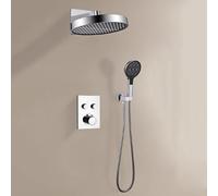 FQYEP Ducha Empotrada Termostática Kit de Grifería Empotrado con Alcachofa Y Rociador Lluvia,Cromado,Segunda Función