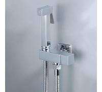 FQYEP Ducha Higienica para WC Latón Kit De Rociador De Inodoro Cuadrada Pulverizador Bidé WC Montado En La Pared con Manguera Adecuado para Limpieza Del Pisos,Cromado