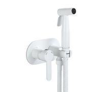 FQYEP Grifo Bidet para Wc Blanco Duchas Higienicas para Wc Kit Agua Fria Y Caliente Latón,Tubo de Acero Inoxidable B