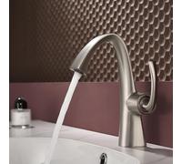 FQYEP Grifo de Baño Alto Latón Grifo Mezclador Baño Lavabo Monomando Agua Fría Y Caliente,Cepillado