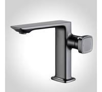 FQYEP Grifo de Baño Monomando Grifo Mezclador Baño Lavabo Latón Fría Y Caliente Instalación Fácil,Gris,Bajo