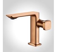 FQYEP Grifo de Baño Monomando Grifo Mezclador Baño Lavabo Latón Fría Y Caliente Instalación Fácil,Oro Rosa,Bajo