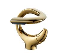 FQYEP Grifo de Cascada de Baño Grifo de Lavabo Latón Mezclador Monomando con Agua Fría Y Caliente,Oro,Corto
