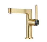 FQYEP Grifo de Lavabo Monomando Grifo Mezclador Baño Lavabo Agua Fría Y Caliente, Latón,Oro Cepillado