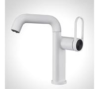 FQYEP Grifo Lavabo Monomando Latón Grifos para Lavabos de Baño Giratorio de 360° Agua Fría Y Caliente,Blanco