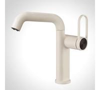 FQYEP Grifo Lavabo Monomando Latón Grifos para Lavabos de Baño Giratorio de 360° Agua Fría Y Caliente,Blanco Lechoso