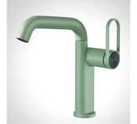 FQYEP Grifo Lavabo Monomando Latón Grifos para Lavabos de Baño Giratorio de 360° Agua Fría Y Caliente,Verde