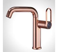 FQYEP Grifo Lavabo Monomando Latón Grifos para Lavabos de Baño Giratorio de 360° Agua Fría Y Caliente,Oro Rosa