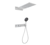 FQYEP Grifo Termostático Ducha para Empotrar Sistema de Ducha Empotrable Cuerpo de Latón,Blanco