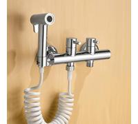 FQYEP Juego De Bidé para Inodoro Cromado Frío Y Caliente Kit Pulverizador Bidé Latón Modo Dual Montado En La Pared Adecuado para Higiene Personal,Baño De Mascotas