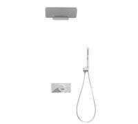 FQYEP Juego de Grifos de Ducha Empotrados con Termostato Sistema de Lluvia Cuerpo de Latón,Blanco