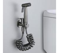 FQYEP Kit Bidet para Inodoro Pulverizador De Bidet para Inodoro Latón Montado En La Pared Un Solo Orificio Adecuado para Limpieza De Baños,Gris Pistola