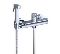 FQYEP Kit de Rociador de Mano para Inodoro Latón Grifo Bidet para Wc Agua Fría Y Caliente,Cromado,A