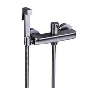 FQYEP Kit de Rociador de Mano para Inodoro Latón Grifo Bidet para Wc Agua Fría Y Caliente,Gris,A