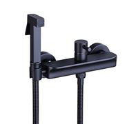 FQYEP Kit de Rociador de Mano para Inodoro Latón Grifo Bidet para Wc Agua Fría Y Caliente,Negro,A