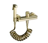 FQYEP Kit de Rociador de Mano para Inodoro Latón Grifo Bidet para Wc Agua Fría Y Caliente,Oro Cepillado,B