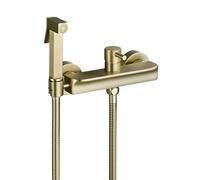 FQYEP Kit de Rociador de Mano para Inodoro Latón Grifo Bidet para Wc Agua Fría Y Caliente,Oro Cepillado,A