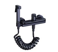 FQYEP Pulverizador de Bidé para Inodoro Duchas Higienicas para Wc Latón Agua Fría Y Caliente,Negro,B