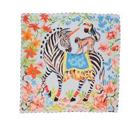 FRAAS Pañuelo de seda para mujer, 88 x 88 cm, unicornio cebra, mono, flores de tucán, 100 % seda, azul auténtico, Talla única
