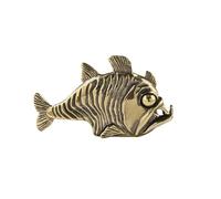 Frabakas Piranha Fish - Figuras de cobre antiguo de latón para mesa, estatuas, centros de mesa, miniaturas, pisapapeles, coleccionables, decoración del hogar, regalos, manualidades, 6 cm x 2,3 cm