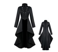 Frac Victoriano Mujer,Frac Victoriano Gótico Mujer | Uniforme de boda de abrigo victoriano,Abrigo renacentista Steampunk, chaqueta renacentista vintage, chaqueta victoriana Swallow Cola Long Trench