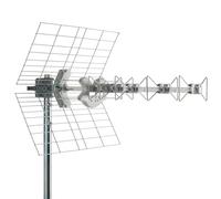 FRACARRO Antena Bicónica UHF de 5 Elementos - Conector F, Filtro 5G y 4G LTE, Reflector de Rejilla - Alta Ganancia, Montaje Rápido sin Herramientas - Antena Blanca (BLU5HD 5GC)