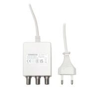 FRACARRO Fuente de Alimentación Conmutada Estabilizada 12V, 1 Entrada / 1 Salida, 200mA, Enchufe Tipo C, Conectores F en Banda TV+Sat (5-2400MHz), Bajo Consumo (PSU511)