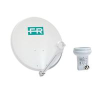 FRACARRO Kit de Satélite - Antena Parabólica Offset 80 cm + LNB Single con Filtro LTE - Alta Recepción HD, Kit de Montaje Incluido (P80APK)