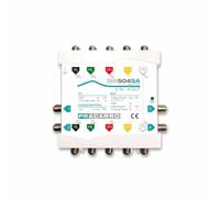 FRACARRO Multiswitch en Cascada 5 Entradas - 4 Salidas Derivadas - TV Pasiva y Satélite Activo - Ganancia Ajustable (0-20dB) - Canal de Retorno - hasta 2300MHz (SWI504SA)