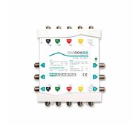 FRACARRO Multiswitch en Cascada 5 Entradas, 6 Salidas Derivadas, TV Pasiva y Satélite Activo con Ganancia Ajustable (0-20dB), Banda Satélite hasta 2300MHz, Alto Aislamiento (SWI506SA)