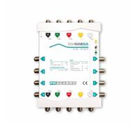 FRACARRO Multiswitch en Cascada 5 Entradas, 8 Salidas Derivadas, TV Pasiva y Satélite Activo con Ganancia Ajustable (0-20dB), Banda Satélite hasta 2300MHz, Alto Aislamiento (SWI508SA)