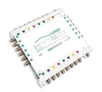 FRACARRO Multiswitch en Cascada 9 Entradas,12 Salidas Derivadas, Dip Switch para Selección de Ganancia TV Activa/Pasiva - Banda Satélite hasta 2300MHz, LED DiSEqC, Canal de Retorno (SWI912TS)