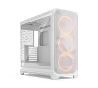 Fractal Design Meshify 3 XL Blanco Cristal Templado Clear Tint - Caja de PC Gaming de Alto Flujo de Aire - Panel Frontal de Malla-Tres Ventiladores ARGB Momentum 14 Gen 2 Incluidos -Interior Espacioso