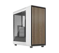 Fractal Design North Chalk White Tempered Glass Clear - Frente de Madera de Roble - Panel Lateral de Vidrio - Incluye Dos Ventiladores Aspect PWM de 140 mm - Puerto USB Tipo C